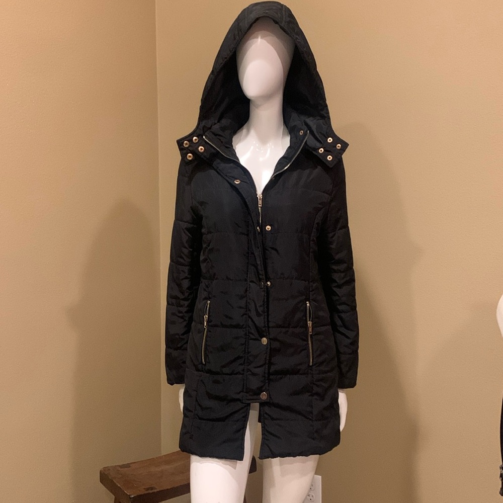 CHOCOLATE USA Black Jacket Removable Hoodie  Full Zip Size Small
